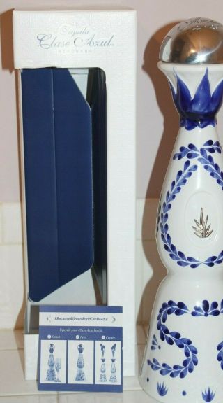 TEQUILA CLASE AZUL REPOSADO CERAMIC BOTTLE & BOX HAND PAINTED DECANTER MEXICO 3