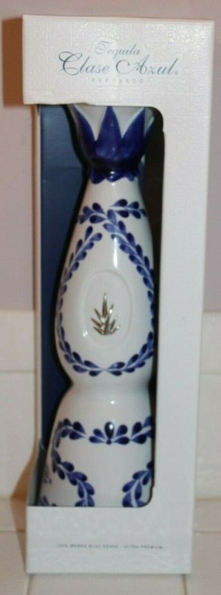 TEQUILA CLASE AZUL REPOSADO CERAMIC BOTTLE & BOX HAND PAINTED DECANTER MEXICO 5