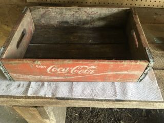 Vintage Coca Cola Coke Wood Case Carrying Crate Soda Pop Bottle Wooden 12x18 1/2