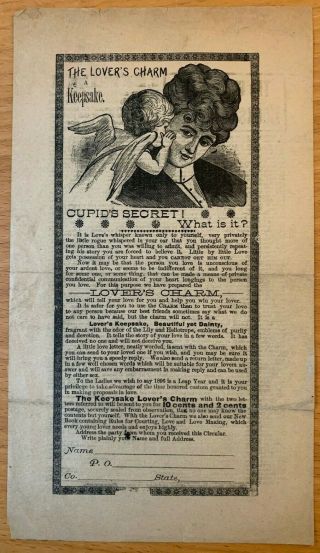 1890 Broadsheet Advertisement Occult Magic 6th & 7th Books Of Moses Lovers Charm