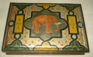 Vintage Pascall Chocolate Tin Art Deco Elephant Hinged Lid