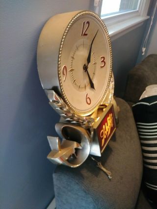 Vintage Rare Schlitz Lighted Bar Clock and Clock & light work 8