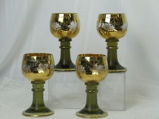 4 Collectible Barware Wine Roemer Glasses Made In Germany By Bockling