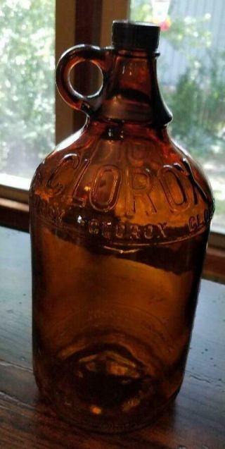 Antique Amber Glass 1/2 Gallon Clorox Bottle