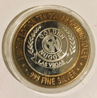 Golden Nugget.  999 Fine Silver $10 Dollar Token Limited Edition Uncirculated Gn