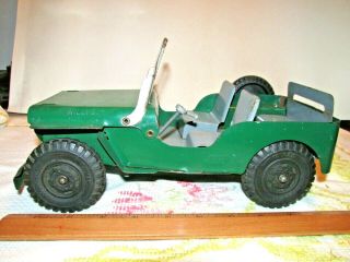 Vintage Pressed Steel Marx Toy Lumar Willys Jeep Green Very Good Usa 11 1/4 " L