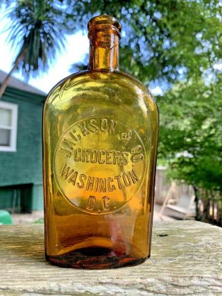 Rare Antique Washington D.  C.  Whiskey Bottle - " Jackson & Co.  Grocers " - -