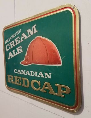 Vintage Canadian Red Cap Imported Cream Ale Carling Breweries Baltimore Bar Sign 3