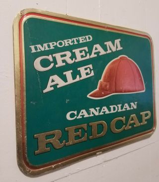 Vintage Canadian Red Cap Imported Cream Ale Carling Breweries Baltimore Bar Sign 4