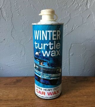 Vintage Winter Turtle Wax Can 1960’s Car Tin Litho 1964 Chicago Empty