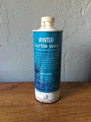 Vintage WINTER Turtle Wax Can 1960’s Car Tin Litho 1964 Chicago Empty 3