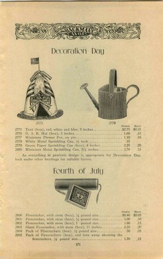 1909 Advert Decoration Day Memorial Paper Decorations Favors 1776 Bell 4th July