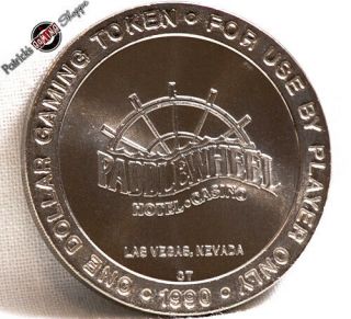 $1 Slot Token Coin Paddlewheel Hotel Casino 1990 Ct Las Vegas Nevada Rare