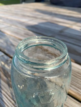 KEYSTONE Mason Fruit Jar SHARP Quart HEAVILY WHITTLED 2