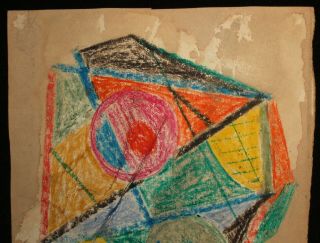 Antique Russian abstract avant garde cubist pastel painting Signed I.  Kliun 3