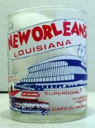 Vintage Orleans Louisiana Shot Glass Bourbon St.  Superdome Cafe Du Monde