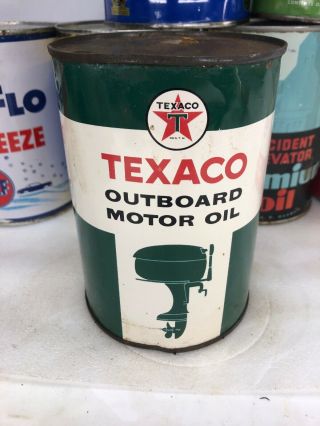 Vintage Quart Full Texaco Outboard Boat Marine Metal Motor Oil Can