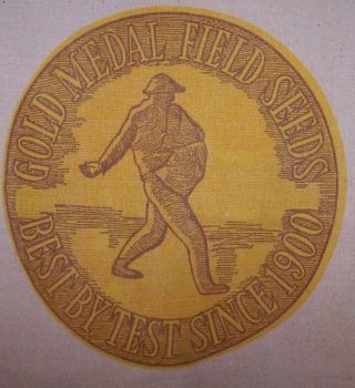 Vtg Org Cotton Cloth Gold Medal Field Seed Sack - Red Clover - Louisville Seed - Il/ky