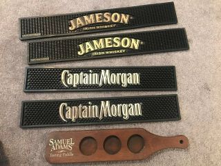 4 Rubber Bar Rail Runner Spill Mat Jameson Captain Morgan Sam Adams Taste Paddle