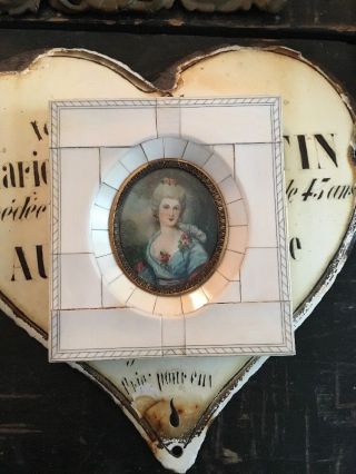 Lovely Antique Miniature Portrait Of Lady Frame Signed Stunning