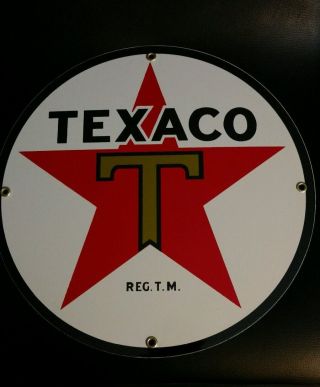 Texaco Star Gasoline.  Gas / Oil Porcelain Advertising Sign