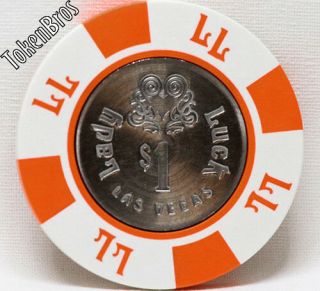 $1 One Dollar Poker Gaming Chip Lady Luck Hotel Casino Las Vegas Nv 6th Issue