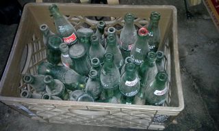 Crate Full Of Dusty Old Vintage Coca - Cola Soda Pop Beverage Bottles