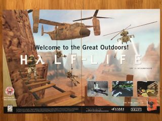 Authentic Half - Life Pc 1998 Poster Ad Art Print Big Box Counter - Strike Rare Htf