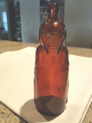 Vintage Rare Amber Colored Glass Figural Standing Elephant Bottle - Very Cool
