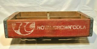 Vintage Rc Royal Crown Cola Wooden Carrier Crate Red & White Holds 4 Six Packs