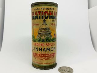 Vintage National Spice Tin Sample Capitol Monuments Advertising Container Can