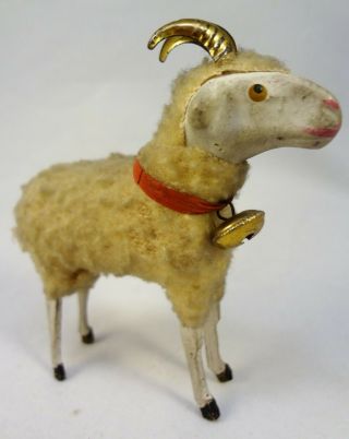 Putz Ram; Vintage Christmas Sheep; Stick - Leg Antique Sheep Toy Figurine