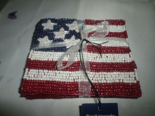 Pier 1 July 4 American Flag Beaded Coasters Set Of 4 Nwt