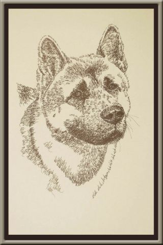 Akita Dog Art Signed Stephen Kline Lithograph 56 Draws Your Dogs Name Gift