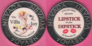 Villa Joy Winnemucca Nv Metal Cathouse Token Get Some Lipstick On Your Dipstick
