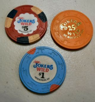 3 Casino Chips Jokers Wild Casino Henderson Nevada