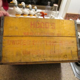 Owosso,  Mich.  HOODS Owosso Bottling Wooden Crate & 2 Bottles MICHIGAN MI 5