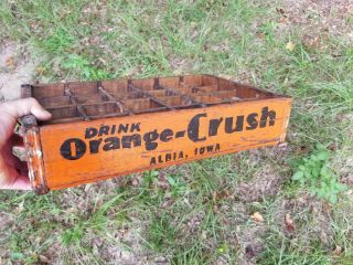 Antique Orange Crush Soda 24 Slot Bottle Wooden Crate Albia Iowa