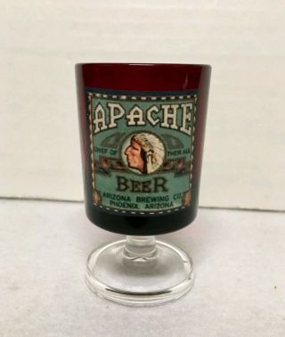 Apache Indian Beer Shot Glass Vintage Collectible 2 Ounce Phoenix Arizona