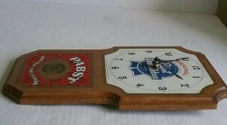 Vintage Pabst Blue Ribbon Good Old Time Flavor Open Face Wooden Wall Clock 4