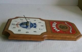 Vintage Pabst Blue Ribbon Good Old Time Flavor Open Face Wooden Wall Clock 5
