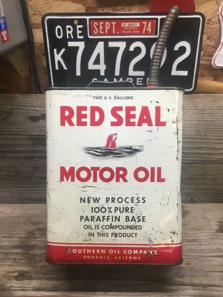 Extremely Rare Red Seal Oil Can 2 Gallon Southern Oil Co.  Phoenix,  Az