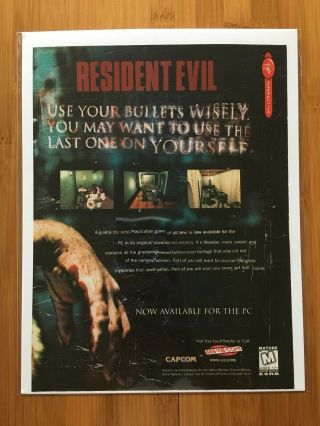 Resident Evil PS1 Playstation 1 Sega Saturn PC 1997 Poster Ad Art Promo Official 3