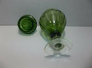 Vintage Italian Art Glass Apothecary Jar GREEN OPTIC 4