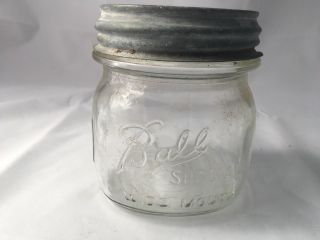 Vintage Clear Ball Special Ribbed Wide Mouth Pint Fruit Jar & Zinc Cap