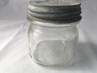 Vintage Clear BALL SPECIAL Ribbed WIDE MOUTH PINT Fruit Jar & Zinc Cap 2