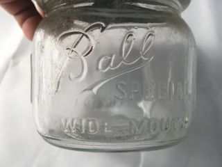 Vintage Clear BALL SPECIAL Ribbed WIDE MOUTH PINT Fruit Jar & Zinc Cap 6