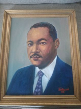Martin Luther King Jr.  Portrait,  Painting Signed,  Fine Art Vintage Mlk