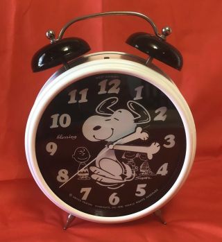 1970 Vintage Snoopy Peanuts Large Table Top Alarm Clock Made In West Germany