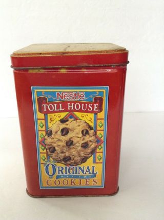 Vintage Nestle Toll House Metal Cookie Tin Home Made Goodness,  Morsels Semi Sweet